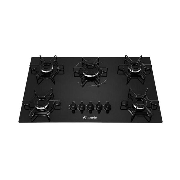 Cooktop Mueller 5 Bocas Com Queimador Ultra Chama Preto Mcg11