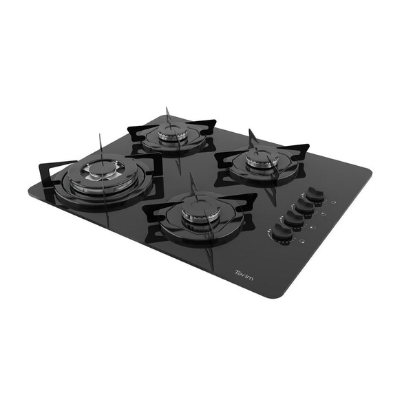 Cooktop Terim À Gás Trm 4b Tc Vidro Preto Flange Esmlatada