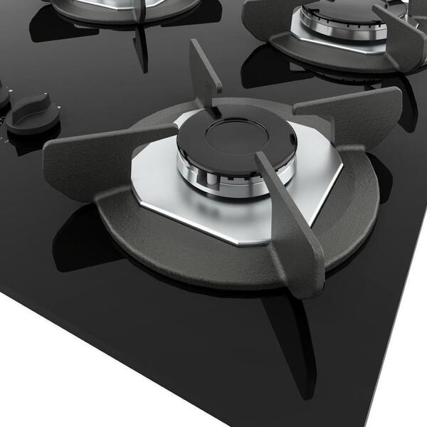Cooktop Terim Safe Ferro Fundido 5 Bocas Tripla Chama Glp Preto