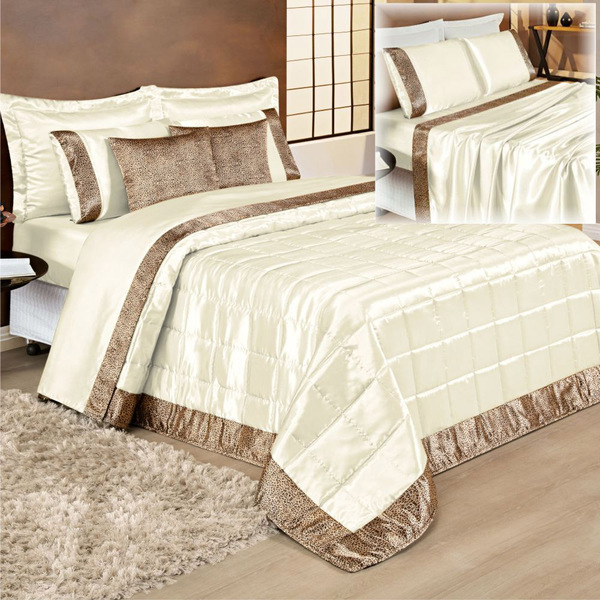 Coordenado Cobre Leito Luxuria E Lençol Queen 13 Peças - Palha