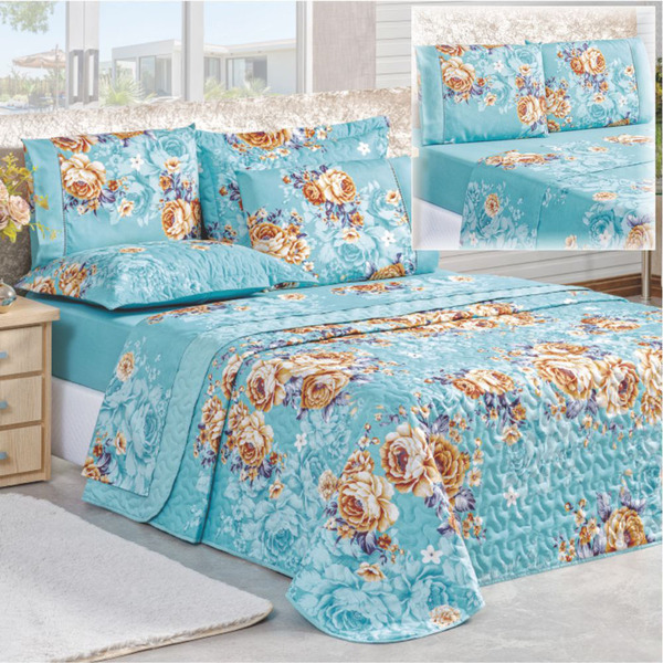 Coordenado Cobre Leito Naturale E Lençol King 7 Peças - Jasmi