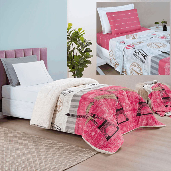 Coordenado Edredom E Lençol Diverkids Solteiro 4 Peças - Pari