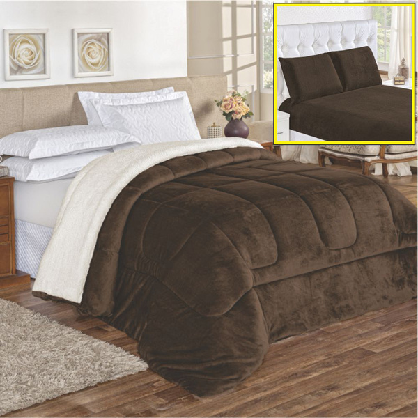 Coordenado Edredom Lã Carneiro E Lençol Padrão Top Chick - Ta