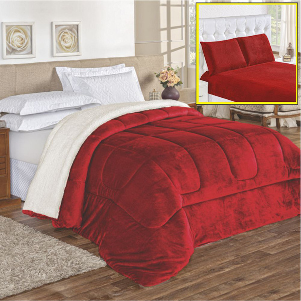 Coordenado Edredom Lã Carneiro E Lençol Padrão Top Chick - Ve