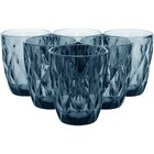 Copo Água 10x8x8cm 270ml Vidro Azul 6 Peças