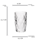Copo Alto Vidro Água Sodo Cálcico Diamond Transparente 350ml