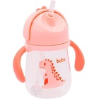 Copo C/ Alça Transição Canudo Silicone E Valvula Dino Rosa Bu