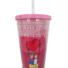 Copo Canudo 500 Ml Duas Camadas - Namorados