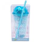 Copo Canudo Azul Semi Esfera Brilhe Como Um Diamante: Fs