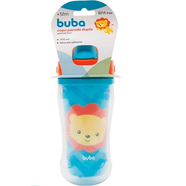 Copo Canudo Infantil Parede Dupla Animal Fun 320 Ml Buba - Le
