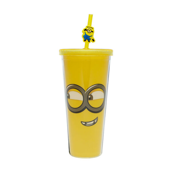 Copo Canudo Meu Malvado Favorito Minions Bob Smile Amarelo 60