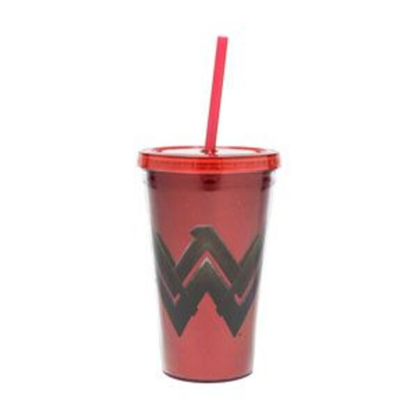 Copo Canudo Plastico Wb Ww Movie Fancy Logo Glitter Vermelho