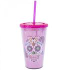Copo Canudo Rosa Caveira: Fs