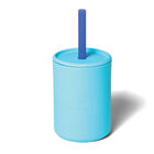 Copo Com Canudo E Tampa Silicone Azul Avanchy