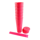 Copo Com Canudo Rosa Escuro 1 Litro