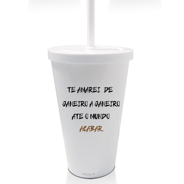 Copo Com Tampa E Canudo Branco Frente Verso  Dia Dos Namorado