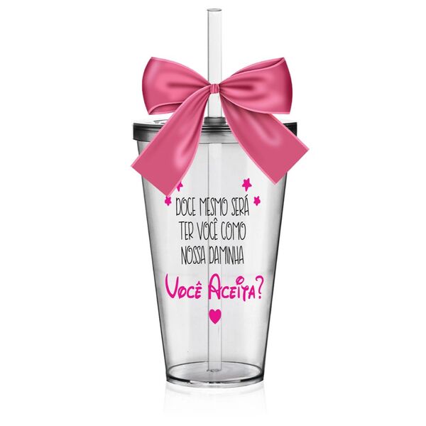 Copo Convite Com Laço Para Daminha Personalizado - Você Aceita