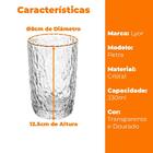 Copo De Cristal Transparente Fio De Ouro Martelado Petra 330m