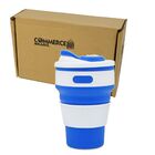 Copo De Silicone Retrátil Reutilizável C/ Tampa Azul Escuro C