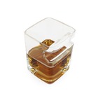 Copo De Vidro Quadrado 300ml Para Whisky Uísque Com Porta Cha