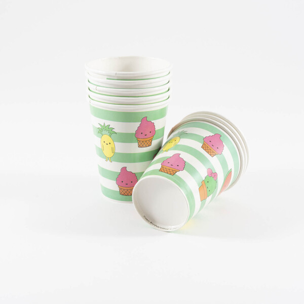 Copo descartável tropical frutas 8und. 240ml Zôdio