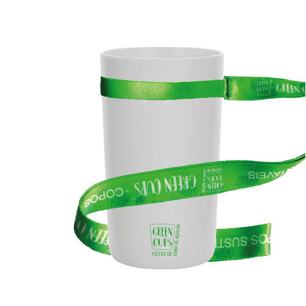 Copo Eco Branco Com Cordão Green Cups 500 Ml