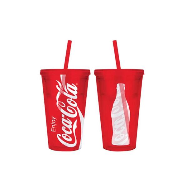 Copo Em Plástico Com Canudo Urban Coca-cola 500ml Vermelho