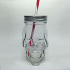 Copo Em Vidro Com Tampa E Canudo Caveira 450ml