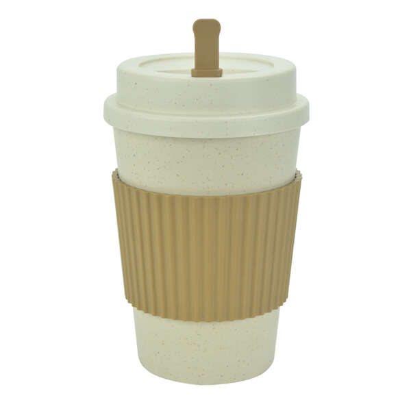 Copo Fibra Bambu Com Mexedor Bege 450ml