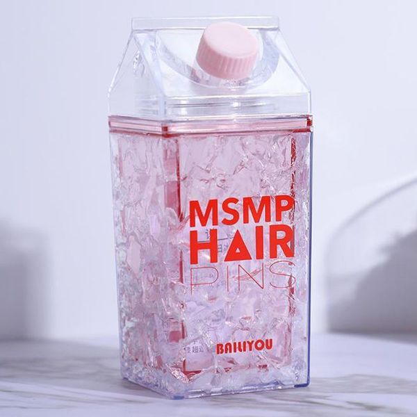 Copo Garrafa Gel Congelante Canudo Squeeze Bico Rosa 400ml