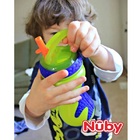 Copo Gator Grip Com Canudo Rigido 450ml 18m+ Nuby - Azul