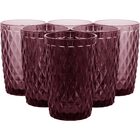 Copo Long Drink 12x8x8cm 370ml Vidro Rosa 6 Peças