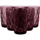 Copo Long Drink 13x8x8cm 370ml Vidro Rosa 6pç