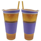 Copo Mágico 2 Em 1 Antivazamento Canudo Kit 2 Und Compartimen