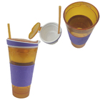 Copo Mágico 2 Em 1 Antivazamento Canudo Kit 2 Und Compartimen