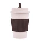 Copo Para Café Bambu E Plástico Marrom Com Tampa E Mexedor  4