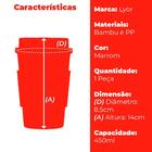 Copo Para Café Bambu E Plástico Marrom Com Tampa E Mexedor  4