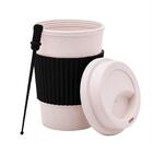 Copo Para Café Bambu E Plástico Preto Com Tampa E Mexedor 450