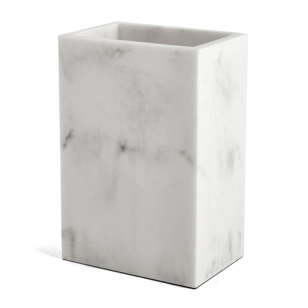 Copo Porta Escova De Dente Em Poliresina Branco 12cm 17584 Ma