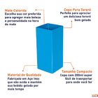 Copo Quadrado Para Tereré Aço Inox Colorido - Wp - Azul Aço