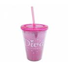 Copo Rosa Com Canudo Diva: Fs