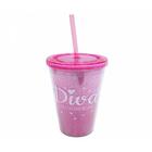 Copo Rosa Com Canudo Diva: Fs