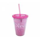Copo Rosa Com Canudo Diva: Fs