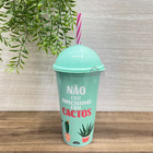 Copo Shake 500 Ml Tampa Canudo Estampa Cacto