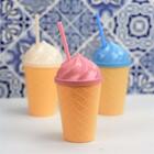Copo Sorvete 450ml Com Canudo Cores Sortidas