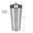 Copo Térmico Interno Inox Grande 730ml Com Abridor Inox