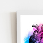 Coração Arte Colorido Abstrato Quadro Moldura Branca 60x40cm