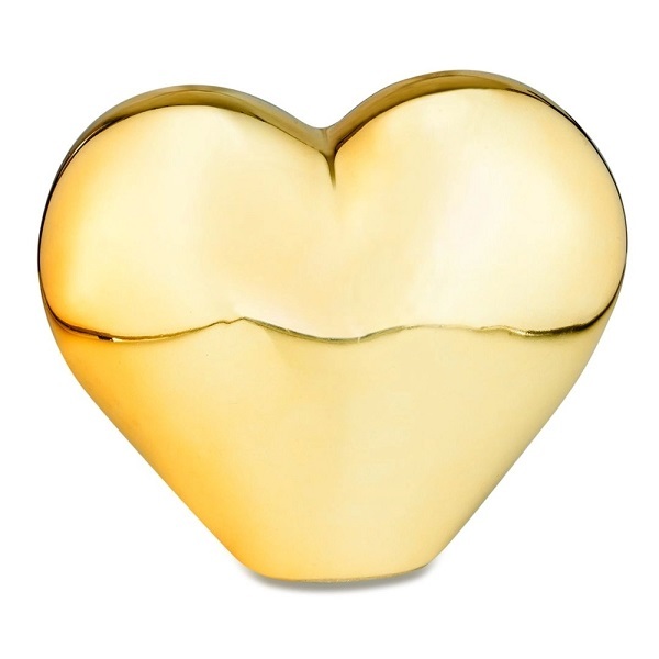 Coraçao Decorativo Em Ceramica Dourado Mart 10346