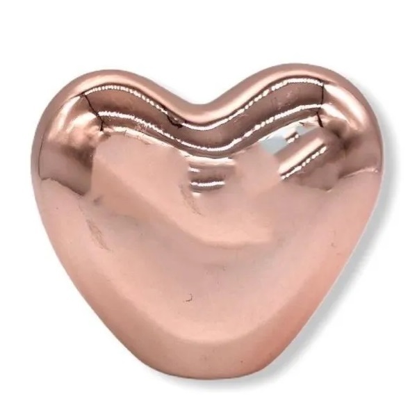 Coraçao Decorativo Em Ceramica Rose Gold Mart 10345
