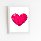 Coração Minimalista Geométrico Quadro Moldura Branca 60x40cm